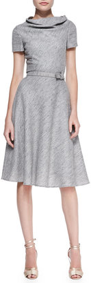 Carolina Herrera Short-Sleeve Cowl-Neck Dress
