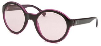 Armani Exchange Women's Round Black & Transparent Purple Sunglasses