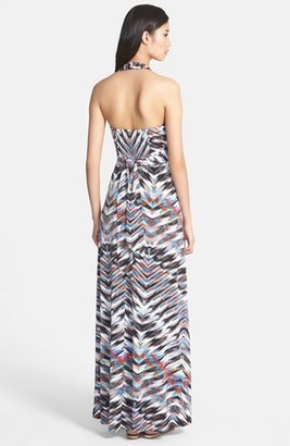 Jessica Simpson Print Jersey Halter Maxi Dress