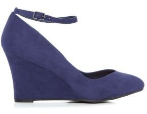 New Look Wide Fit Purple Pointed Ankle Strap Wedges