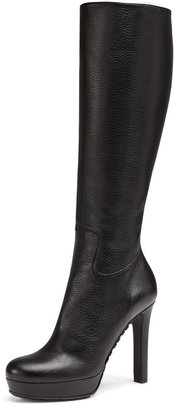Gucci Leather Zip Knee Boot, Black