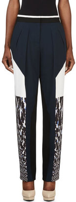 Peter Pilotto Navy and White Colorblocked Freja Trousers