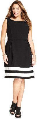 Amy Byer Plus Size Sleeveless Border-Stripe A-Line Dress