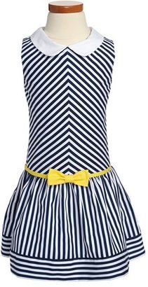 Luli & Me Navy Stripe Sleeveless Dress (Little Girls)