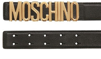 Moschino Logo Lettering Leather Belt