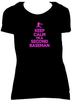 American Apparel Keep Calm I'm A Second Baseman Fitted Womens T-Shirt Funny Softball Ladies Tee