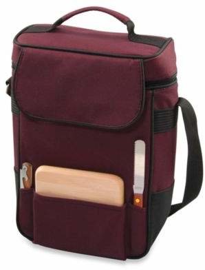 Picnic Time Duet Insulated Wine and Cheese Tote in Burgundy