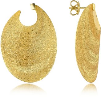 Stefano Patriarchi Golden Silver Etched Oval Shield Drop Earrings