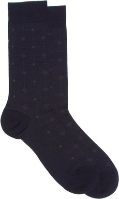Barneys New York Grid-Patterned Rib-Knit  Midcalf Socks