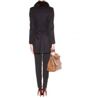 Burberry Sandbeck wool and cashmere-blend coat with detachable fox fur collar