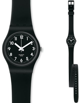 Swatch Women's Originals LB170 Black Rubber Quartz Watch with Black Dial