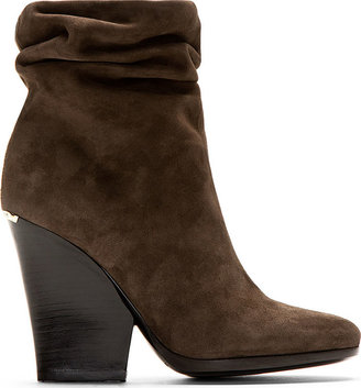 Burberry Clay Grey Suede Slouchy Ankle Boots