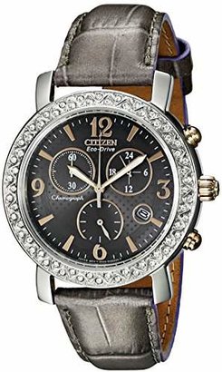 Citizen Drive from Eco-Drive Women's FB1298-05H BRZ Collection Swarovski Crystal-Accented Watch with Grey Leather Band