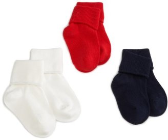 Jefferies Socks Little Girls'  Organic Cotton Turncuff  (Pack of 3)
