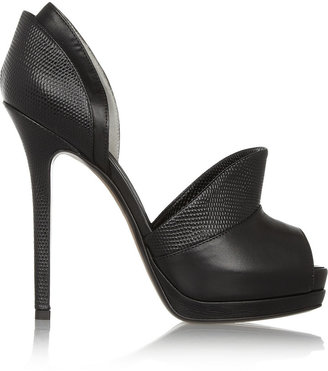 Fendi Textured-leather and leather pumps