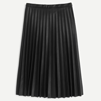 Faux-leather pleated midi skirt