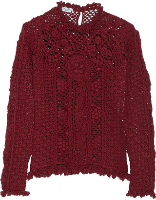 Oscar de la Renta Open-knit cashmere sweater