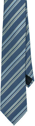 Black Brown 1826 Silk and cotton textured stripe tie-BLUE-One Size