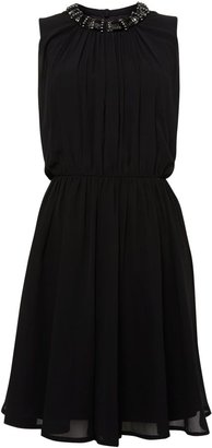 Therapy Pleated dress with beaded neck