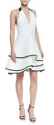 Halston Tiered-Skirt Contrast Crepe Dress (Stylist Pick!)