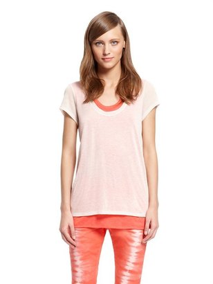 DKNY Sheer Double Layer Short Sleeve Top
