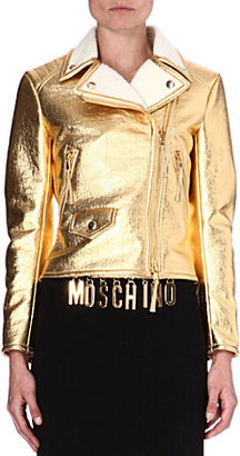 Moschino Metallic gold biker jacket