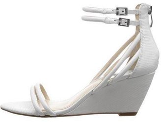 Vince Camuto Women's Shoes WYNTER Wedge Sandals Heels Leather Cotton Ball WHITE