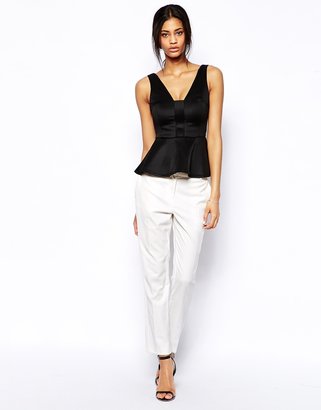 ASOS Top with V Neck and Peplum in Scuba
