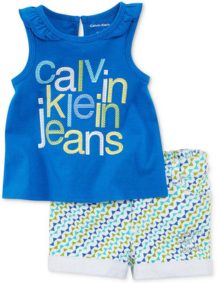 Calvin Klein Baby Girls' 2-Piece Tank & Shorts Set