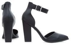 New Look Black Pointed Ankle Strap Block Heels