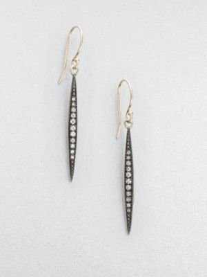 Mizuki Icicle Diamond & Blackened Sterling Silver Drop Earrings