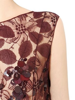 Nina Ricci Embellished Floral Lace Viscose Dress
