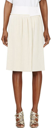 Calvin Klein Collection Beige Spun Silk Micro Pleated Vives Wrap Skirt