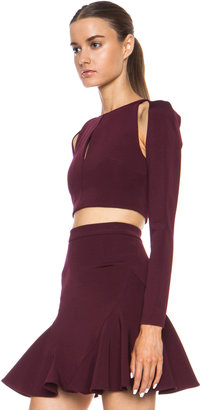 Cushnie Power Cropped Cutout Viscose-Blend Top in Bordeaux