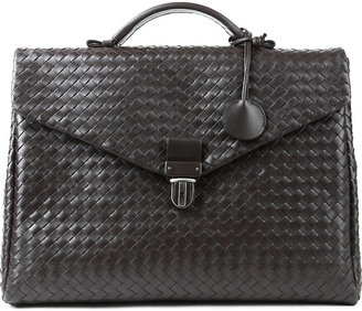 Bottega Veneta Ebano Intrecciato Leather Briefcase