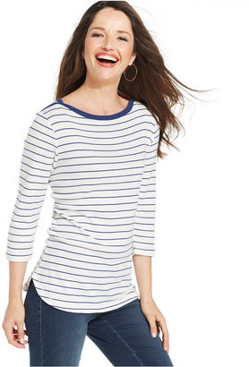 Style&Co. Three-Quarter-Sleeve Striped Top