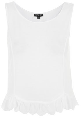 Topshop Womens Scallop Frill Tank Top - White