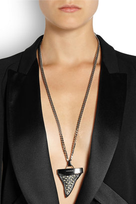 Givenchy Shark Tooth necklace in ruthenium-tone brass and faux pearl