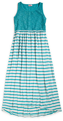 Design History Girl's Striped Lace Maxi Dress