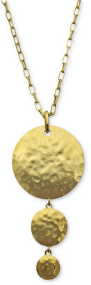 T Tahari Necklace, 14k Gold-Plated Triple Hammered Disk Necklace