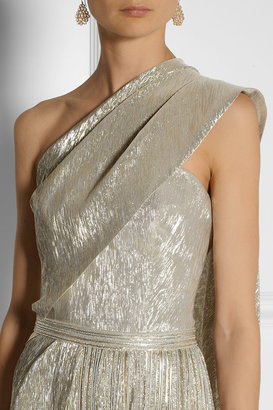 Oscar de la Renta One-shoulder metallic jacquard gown