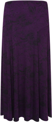 Yours Clothing Purple Floral Print Jersey Maxi Skirt With Abstract Panel Detail