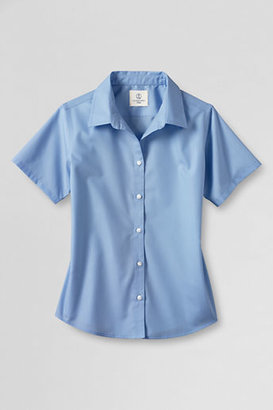 Lands' End Women's Short Sleeve Straight Collar Broadcloth Shirt