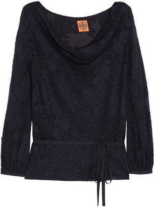 Tory Burch Ruth flocked silk and cotton-blend top