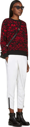 Alexander McQueen Red & Black Engin Flower Print Sweater