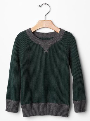 Gap Contrast waffle raglan sweater