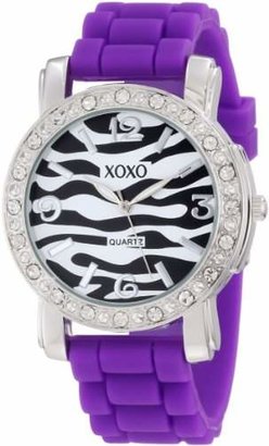 XOXO Women's XO8060 Rhinestones Accent Purple Silicone Strap Watch