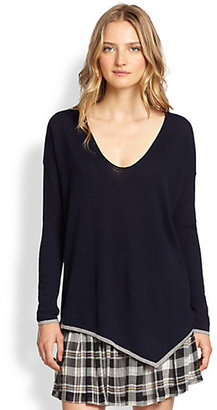 Joie Niami Contrast-Trimmed Asymmetrical Sweater