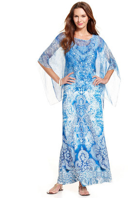 Style&Co. Printed Batwing-Sleeve Maxi Dress
