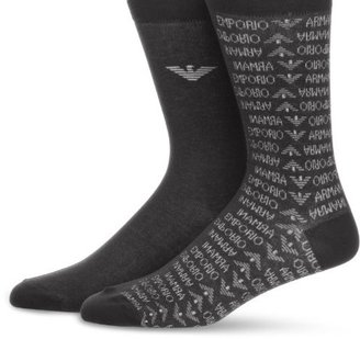 Emporio Armani Intimates Men's All Over Logo Short Calf Socks